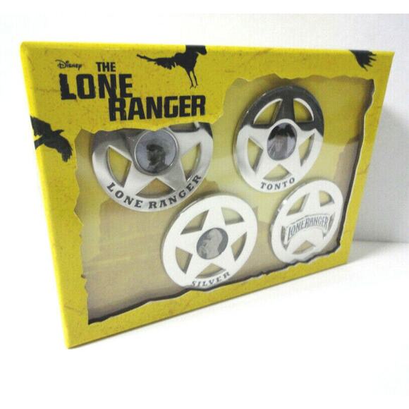 Disney Set (4) Lone Ranger Tonto Police / SHERIFF BADGE PIN SET Limited Edition! - Picture 1 of 9